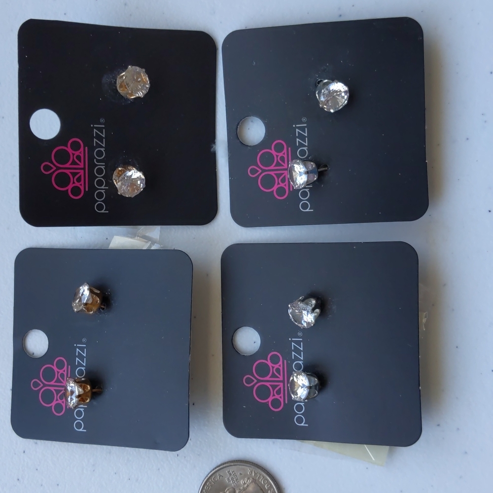 Paparazzi Jewelry Lot of 4 All Posts Diamond Style